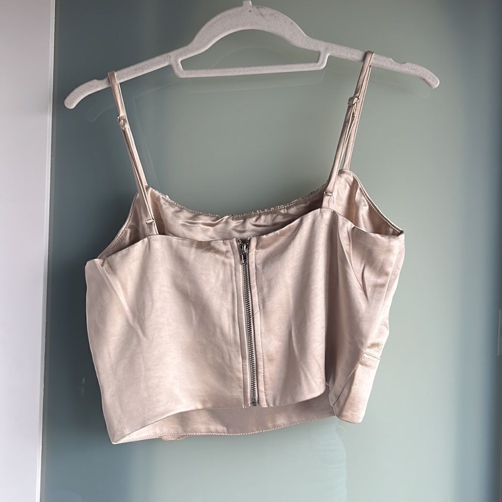 Lulus Luxe'd Out Champagne Satin Top - Picture 8 of 9